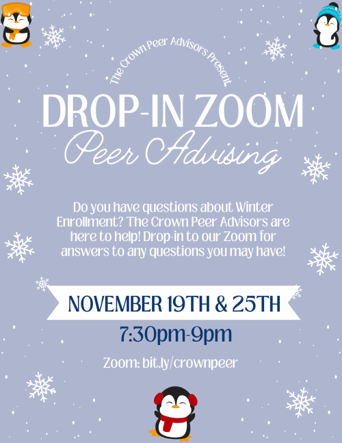 Drop in Peer Advising for Winter 25